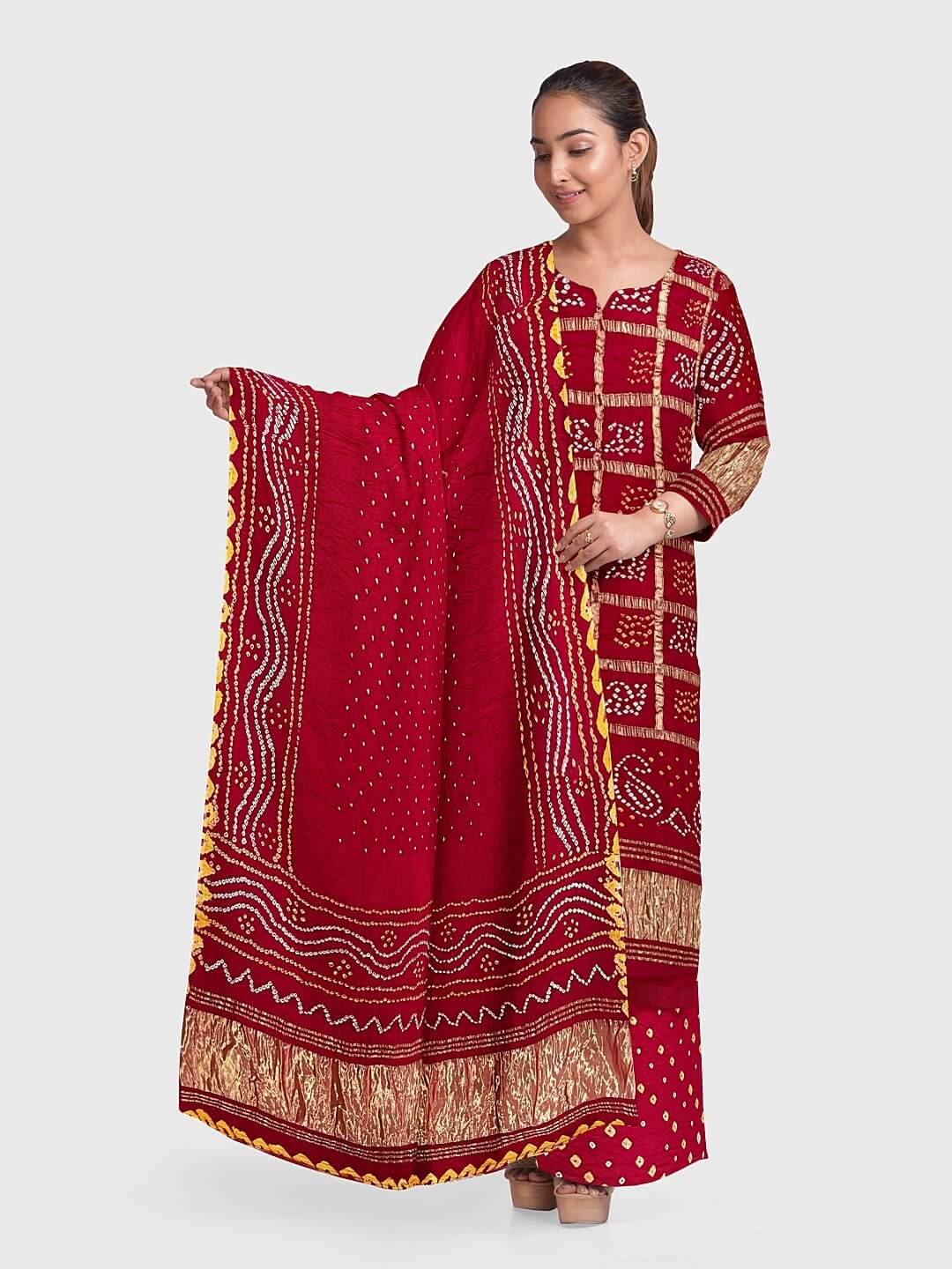 Buy AZAD DYEING Women's Jam Cotton Bandhani Suit,& Dress Material (Black -  Orange, Jam Cotton) at Amazon.in